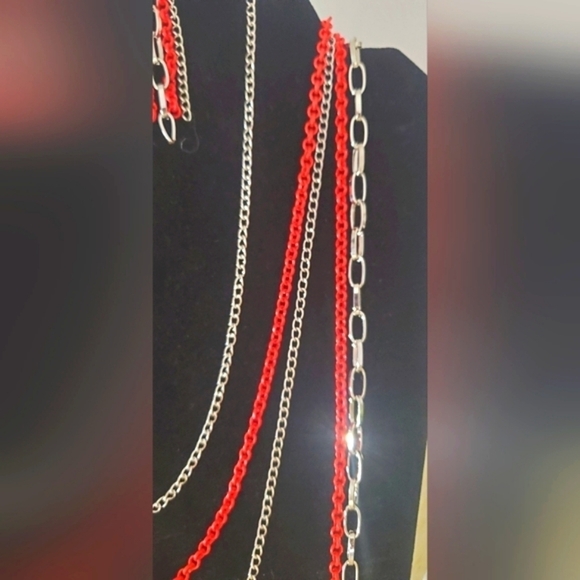 Paparazzi Intensely Industrial Red Chain Necklace & Earrings Set 🌴 - Picture 5 of 6